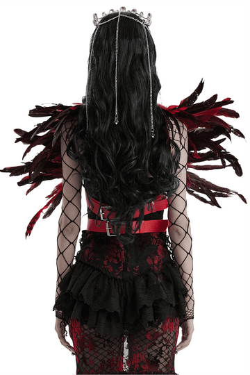 Gothic Feathered Shoulder Accessory for Women